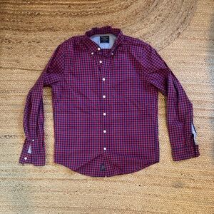 Red and Navy Gingham Button-Down Shirt